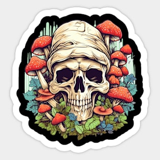 Kaleidoscope Enchantment Psychedelic Mushroom Skull Sticker